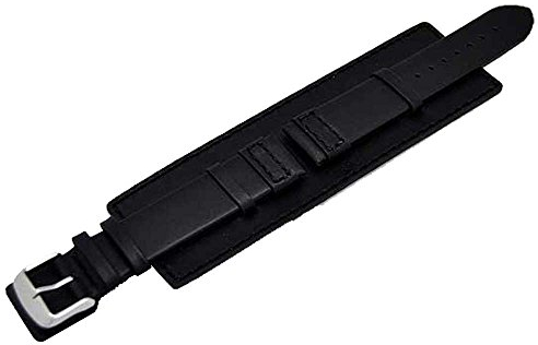 Uhrenarmband mit Unterlage 18mm schwarz Kalbleder Bern 4224