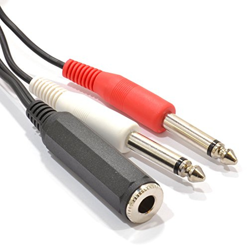 kenable 6.35mm Stereo Socket to Twin 6.35mm Mono Left & Right Jack Plugs Cable 50cm