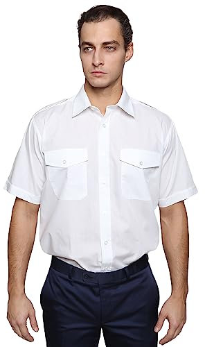 Mirabella Health & Beauty Men's Pilot Shirt Short Sleeve White 16''