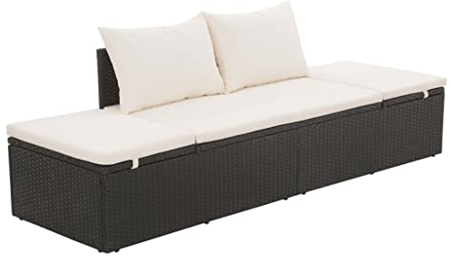 vidaXL Sonnenliege Poly Rattan Stahl Gartenliege Liegestuhl Relaxliege Liege