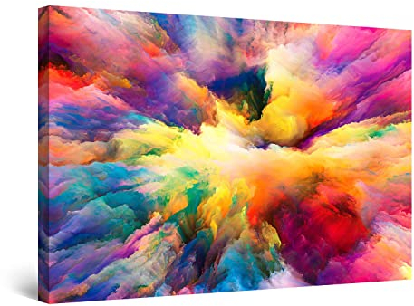 Startonight Quadro su Tela Nuvole di tutte Colori - Grandi Quadri Moderni Astratti - Stampe Grande per Soggiorno Stampe Incorniciate 80x120 cm, Decorazione Parete, Idea Regalo Elegante Luminoso