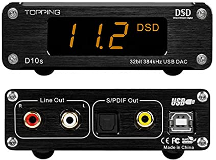 TOPPING D10s DAC Mini USB DAC XMOS XU208 ES9038Q2M DSD256 PCM 384 kHz Hochauflösender Audio-Desktop-Audio-Decoder (Schwarz)