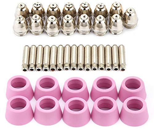 40 Stück/Set AG60 SG55 Plasmaschneider Schneidbrenner Elektroden Düsen Cups Kit Plasmaschneider Zubehör Stahlwerk Plasmaschneider Zubehör, für SG55, AG-60 Brenner, CUT60, LGK60, P-60