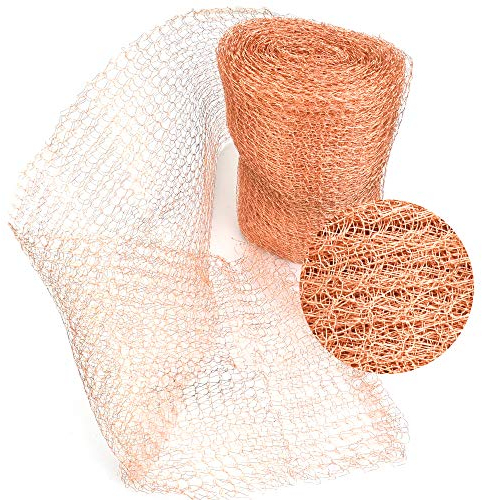 AFASOES Copper Mesh, Rodent Mesh Copper Blocker Pest Stopper Rat Proof Wire Mesh Rodent Insect Control Mesh Pure Copper Knitted Mesh Copper Wool for Garden Mouse Bat Bird Snail Insect (6M/20ft)