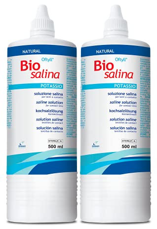 Oftyll Biosalina - Risciacquo ed Idratazione delle Lenti a Contatto. Soluzione Salina con Potassio - Bipack 2 x 500 ml