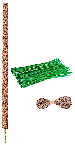 tallkeey Plant Moss Pole Monstera Pole Total Length 114cm, Bendable Coco Coir Totem Pole Plant Support, Monstera Plant Support for Indoor Climbing Plants Support