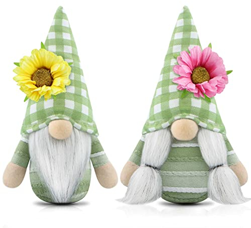 Gehydy 2er Set Sommer Wichtel Blumen Dekoration Frühlingdeko Wichtel Figuren Bauernhaus Decorations Zubehör für Home Küche