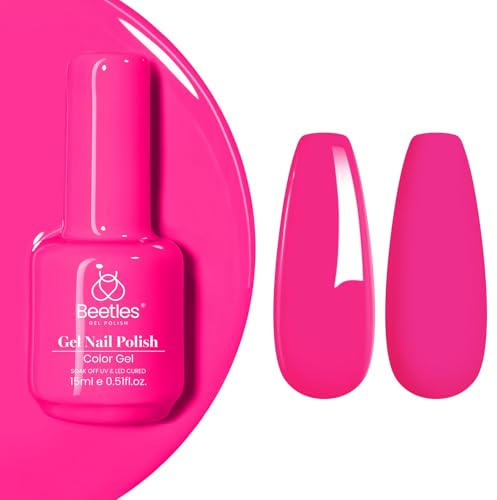 Beetles Gel Nagellack, 1 Stück 15 ml Hot Pink Gel-Lack Nail Art Maniküre-Salon, DIY Soak-Off UV Nageldesign Geschenk für Mädchen