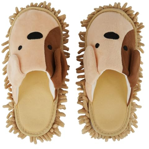 Pantofole Riutilizzabili MicrofibraPantofole Lavabile RiutilizzabilePantofole Pulizia del Pavimento MopBagno Casa Ufficio Cucina Pavimento Polvere Sporco Strumento per La Pulizia dei Capelli(Cachi)