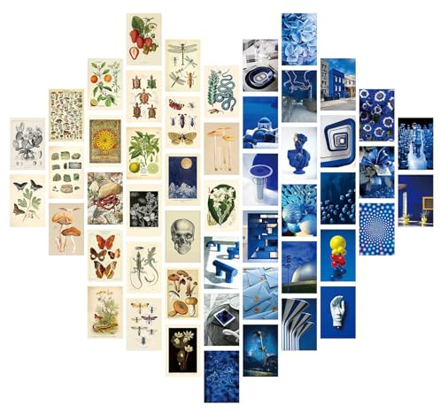 50 Stück Vintage Wall Collage Kit mit 120 Punkt-Kleber,Botanical Aesthetic Postcards Wandcollagen Art Poster für Klassenzimmer Wanddekoration,ästhetisches Room Dekoration oder Schreiben Gruß-Stil 2