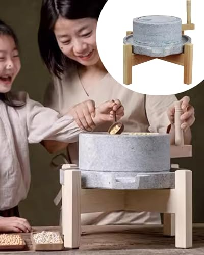Wheat Pepper Flour Mill Grinder for Home, Hand Crank Country Living Grain with Wood Frame, Smooth Stone Food Pulverizer Kitchen Decoration (Size : 35cmx45cm)