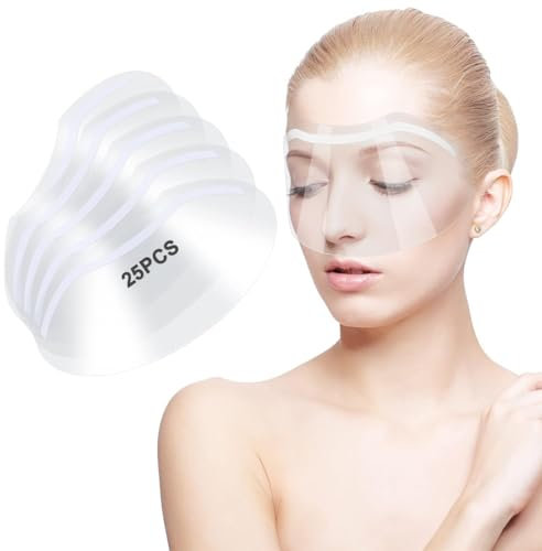 LYQNIHOB Visera de Protección Transparente para el Rostro, Pack de 25 Escudos de Plástico para Ojos, Ideal para Microblading y Extensiones de Pestañas, Suave y Translúcido Protector para Ducha y Más,