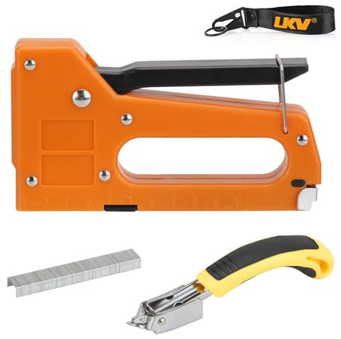 LKV Stapler Gun with 100 Staples Kits Staples Remover Tool DIY Replace Seat Covers