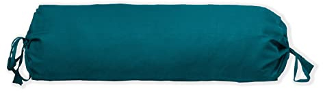 2 Pcs Cervical Neck Roll Pillow Cover with Drawstring Closures Round Neck Roll Pillow Case Cotton Bolster Pillowcases for Cylindrical Cushion (Teal Blue, 6X 16 inch (15 x 40 cm))
