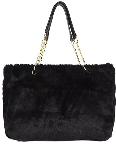 GOOPEEG Tragetaschen für die Frauen Plüsch Kette Umhängetasche Shopper Tasche Damen Tote Schultertasche Handtasche Lässige Handtaschen(C)