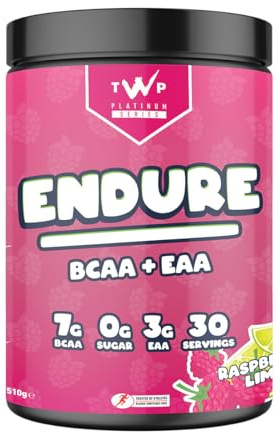 TWP Nutrition Platinum Series Endure, EAAs & BCAAs Electrolyte Blend Pre, Intra and Post Workout, Zero Sugar, 510g and 30 Servings, 20 Great Flavours (Raspberry Lime)