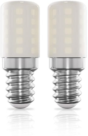 LUTW Lampadina Frigorifero, Bianco Freddo 6000K, 3W Lampadina E14 LED Equivalente 30W, 350LM, Piccolo Lampadine E14 per Frigoriferi, Macchina da Cucire, Cappa Cucina, Non Dimmerabile, Pacco da 2