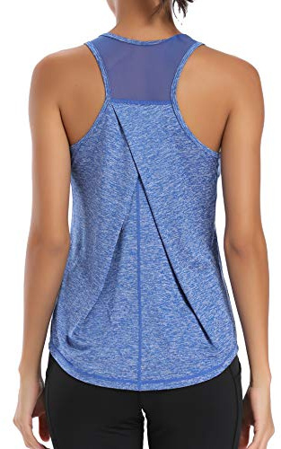 Dawnrole Workout Tank Tops Women Gym Sport Sleeveless Running Tops Yoga Shirts Bright Blue