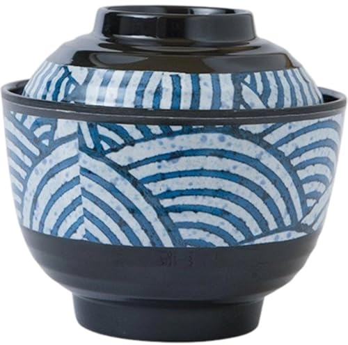 Dinntty Bol À Soupe Miso De Style Japonais avec Couvercle Bol De Riz Japonais Bol À Ramen Vaisselle De Cuisine en Mélamine Résistant Aux Chutes Résistant À Chaleur