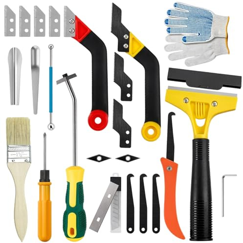 33 raspador de juntas, cuchillo de sierra de junta herramienta de raspado de juntas con 8 cuchillas de repuesto, raspador de juntas de baldosas para cuarto de baño, azulejos de cocina
