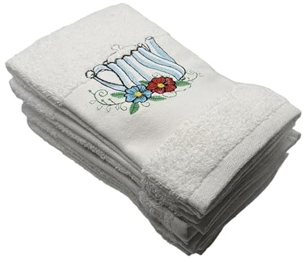 Bufftex Paños de Cocina de Algodón Rizo - Pack de 6, Fabricados en Portugal con Bordado de Calidad, Altamente Absorbentes y Antibacterianos. Multiusos para Secar, Limpiar y como Agarrador. 50x50 cm.