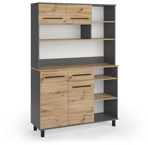 Vicco Köksbuffé Pure, Hantverks ek/antracit, 120.2x177 cm