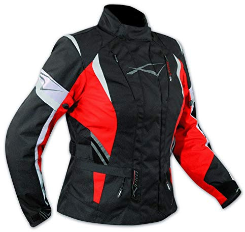 A-Pro Lady Giacca Moto Donna Impermeabile Termica Sfoderabile Protezioni CE Rosso M