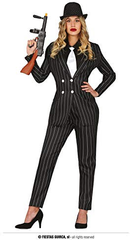 FIESTAS GUIRCA Gangster Mafia-Kostüm für Damen, Erwachsene, Größe S -> 36/38
