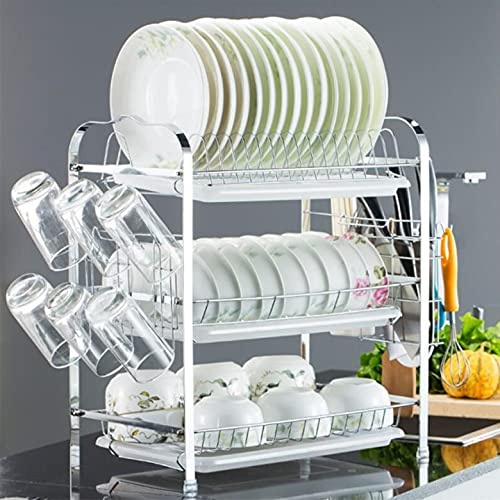 HUOLE Scolapiatti da Appoggio Scolapiatti Multifunzionale a 3 livelli Forniture da Cucina Scolapiatti,Scolapiatti da Lavello Scolapiatti da Appoggio Dish 42 * 25 * 49 cm