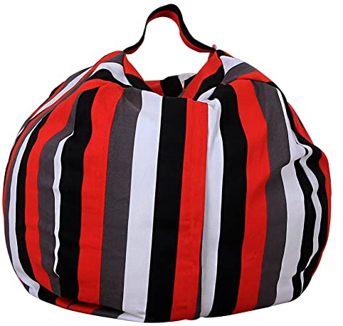 Treer Spielzeug Aufbewharungstasche, Kinder Sitzsack Aufbewahrung mit Reißverschlus 2-in-1, umwandelbar in Einen Kindersessel, für Kleidung, Kuscheltier & Täglichen (Rot schwarz,Durchmesser: 81cm)