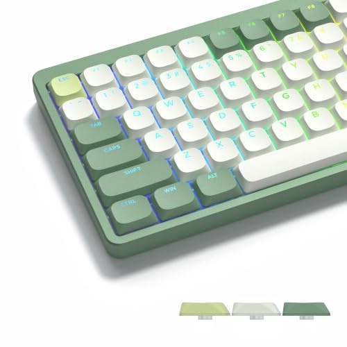 Womier Low Profile PBT Keycaps - 144 Keys Full Set for 60% 65% 75% 80% 100% Mechanical Keyboard - Green Custom Keyboard Keycaps