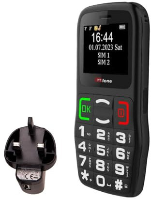 TTfone TT220 Big Button Mobile Phone for the Elderly with Emergency Assistance button, talking keys, long battery life, torch, Bluetooth, Simple easy to use (with Mains Charger)