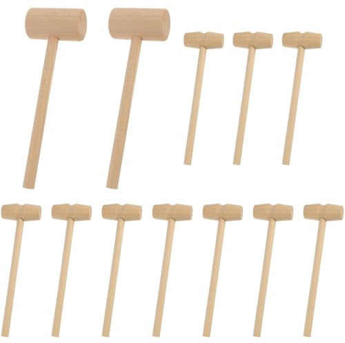 Angoily 12pcs Wooden Crab Hammer Natural Hardwood Seafood Mallets for Cracking Lobster Oysters Shellfish Lightweight Portable Easy to Clean Tools for DIY Crafts Cooking
