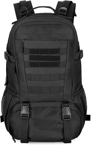 VINBAGGE Militär Rucksack Taktisch Motorrad Taktische Molle Trekkingrucksack 40L Jagdrucksack Schulrucksack Daypack Outdoor Wandern Camping für Jungen Herren - Schwarz