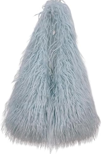Aublinto handväska fuskpäls miljövänlig plyschväska damväska fuskpäls axelväska fuzzy plånbok hinkväska handväska söt fluffig crossbody bag dam för uni flickor, Himmelsblå, Einheitsgröße