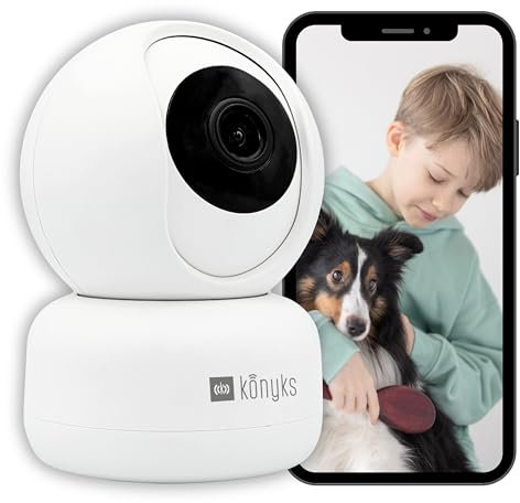 Konyks Camini 2 | Cámara de vigilancia Interior WiFi | Detección de Movimiento y Sonido | Sirena integrada | Notificaciones de teléfonos Inteligentes | Visión Nocturna