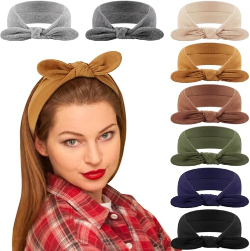 DRESHOW 8 Piezas Diadema Para Mujer Turbante Bohemia Elástico Cinta Banda para El Cabello Diadema Accesorios Para El Cabello