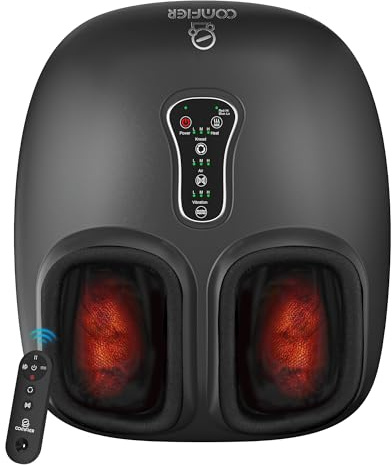 COMFIER Shiatsu Foot Massager with Heat, Kneading Rolling,Vibration, Compression,Remote Control,Foot Massage for Neuropathy,Plantar Fasciitis,Size 13“