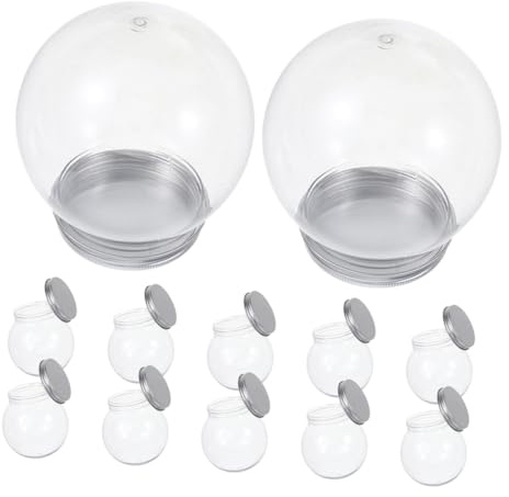 TOYZFRIENDY 12 Piezas Bola de Nieve Plástica Transparente DIY con Tapa de Rosca Globo de Agua Navideño para Manualidades Decoración Hogar Fiesta y Oficina