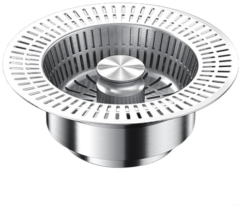 Trayneel 304 rostfritt stål diskho dräneringssil stoppfilter för badrum hem förbättring med trycktätningslås och avtagbar korg för hår och matavfall