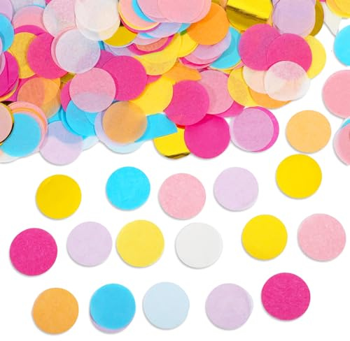 HJZHII 5000pcs Multicolor Tissue Paper Confetti,1 Inch Round Paper Confetti | Colourful Confetti Table Rainbow Sprinkles Circle Dots for Wedding Birthday Baby Shower Party Decorations