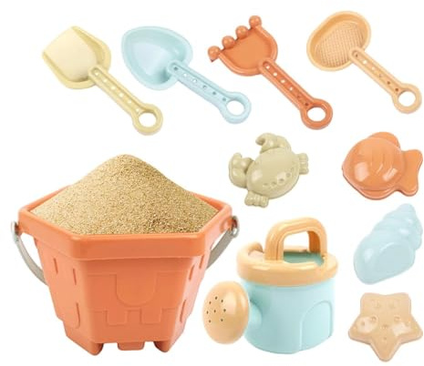 Générique Plage Et Sable - Lot 10 Pièces avec Seau Pelle Râteau | Kit Mignon de Construction de Château de Sable - pour Jardin Parc Aire de Jeux Maternelle Bord de Piscine Vacances Sortie