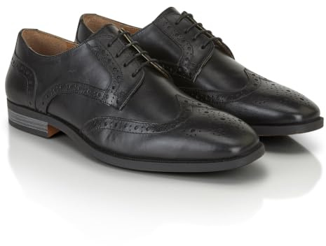 Silver Street London Men's Flint Wingtip Leather Brogue Derby Shoes | Full grain leather formal lace up with Ortholite cushioned insole for office wear, weddings, business and smart casual