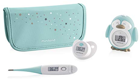 Set 3 termometri digitali corporeo con punta flessibile con forma di succhiotto e per il bagno 89080 Miniland