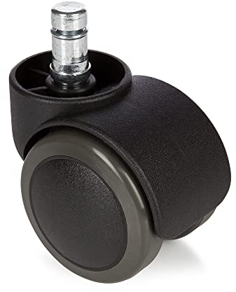 hjh OFFICE 619026 5X Ruedas para sillas ROLO No-Noise 11mm/50mm, Negro, Suelos Duros