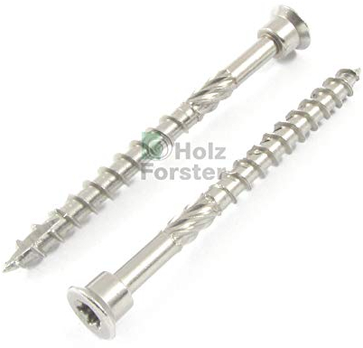 EUROTEC Terrassenschraube Zylinderkopf 5.0x60 TX25 mart.Edelstahl gehärtet mit Zulassung, 200 Stück,905524