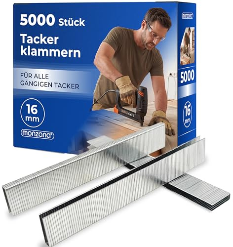 MONZANA® 5000pc 5.8mm x 16mm Staples, Galvanised 50 x 100 Staple Strips Set
