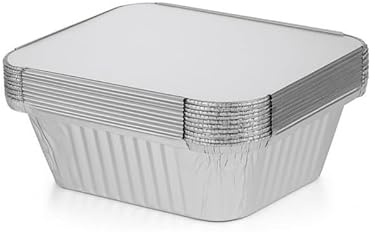 Ayn Al Madina 200 Heavy Duty Aluminum Foil Food Storage Containers with Lids, 450ML - No2 (14.5 x 12.5 x 4.5cm), Mini Loaf Pans, Oven Trays - Food Container for Meal Prep & Takeaway