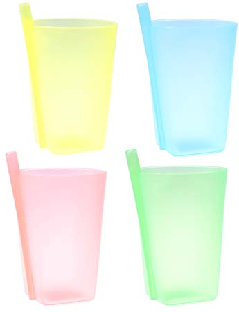 Healifty Kids Cups No Spill Easy Grip Trainer Cup Water Straw Cups or Children Kids 4pcs (Random Color) Kids Cups with Straws