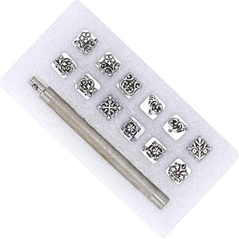 Herramientas de estampado de cuero de 12 piezas, conjunto de perforadoras de sellos de diferentes formas, Kit de grabado en relieve tallado manual para arte de cuero hecho a mano(#3)